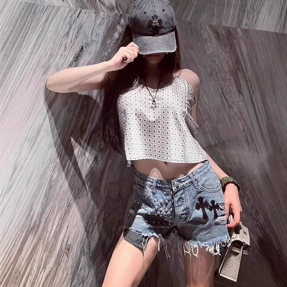 Zara and Spicy Cross Low Rise Denim Shorts Summer Loose Wide Leg